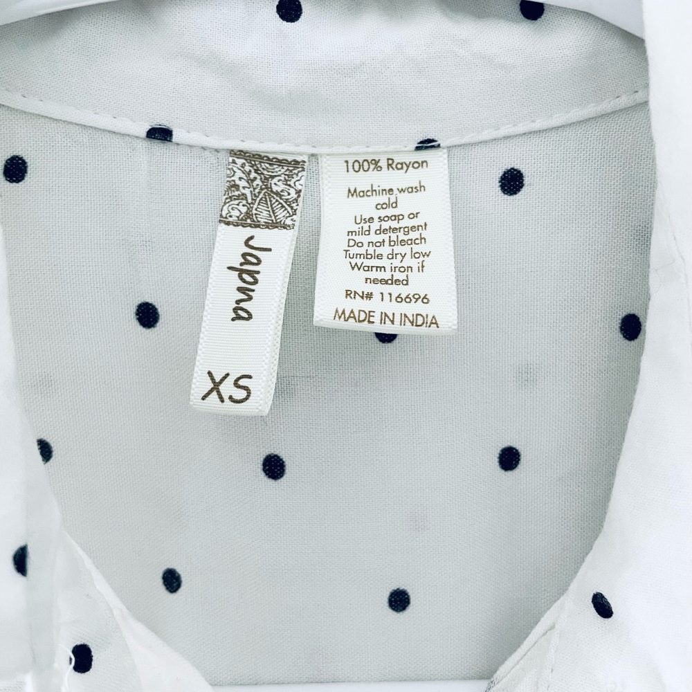 Japna White Sleeveless Tie-Front Top with Black Polka Dots / XS / Used - Picture 2 of 4